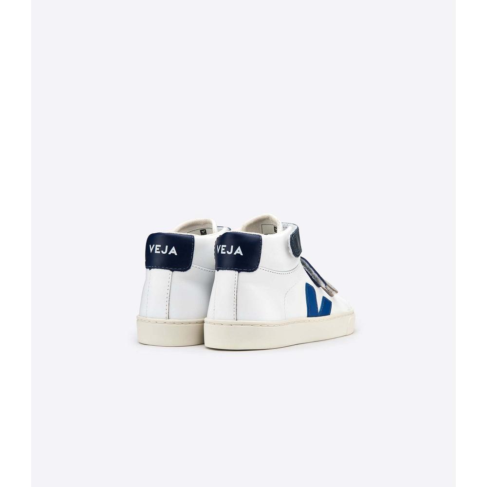 ψηλα παιδικα Veja ESPLAR MID LEATHER White/Blue | GR 683YXF